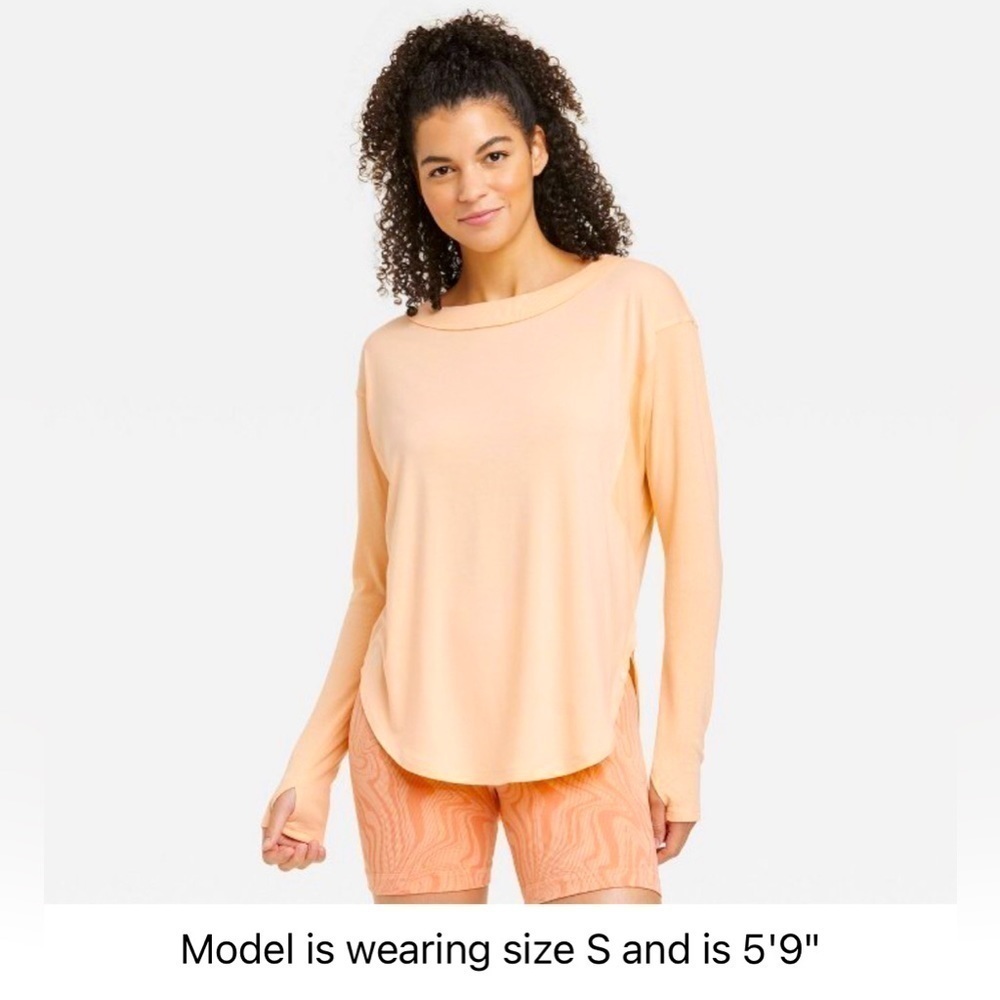 Women’s JoyLab Long Sleeve Tunic Top Melon Orange / Large / XXL